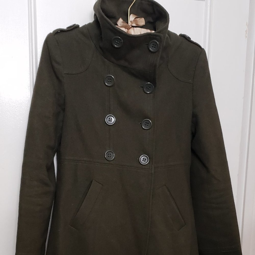 CoffeeShop Military Green Peacoat